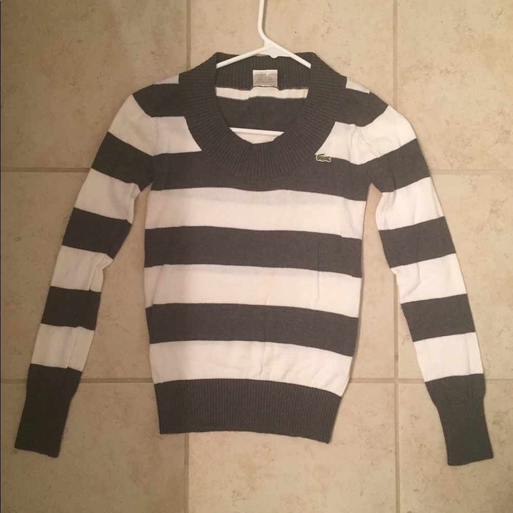 LACOSTE White & Grey sweater. Pre owned.